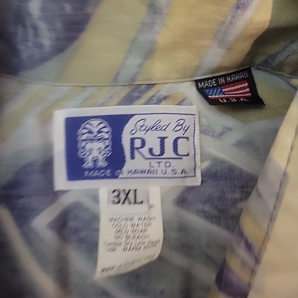 RJC Hawaiian Shirt Adult 3XL Blue Floral Surfer Aloha Beach Mens USA VINTAGE - Picture 10 of 11